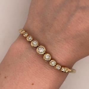 Bracelet En Or Jaune 14 Carats Serti De Diamants Naturels Ronds De 1,0 Ct