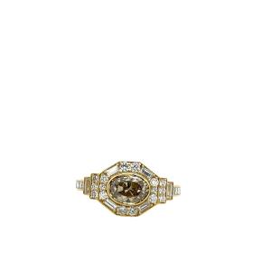 Bague En Or Jaune 18 Carats Avec Diamants, Sertie d'Un Diamant Brun Jaune Intense De 1,0 Carat