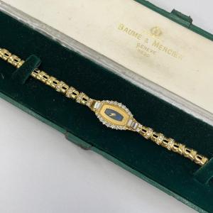 Montre Baume & Mercier en or jaune 18 carats avec diamants – Chronomètre vintage rare