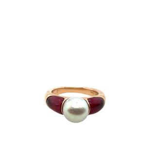 Pearl & Pink Tourmaline 18ct Rose Gold Ring