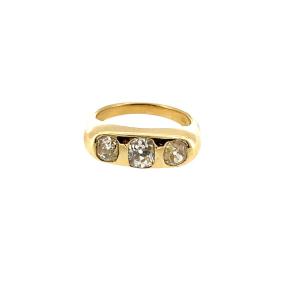 Bague trois pierres en diamant – Or jaune 18 carats, diamants naturels 2,20 ct