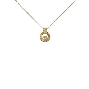 Pendentif halo en diamant en or jaune 9 carats sur chaîne de 17 pouces