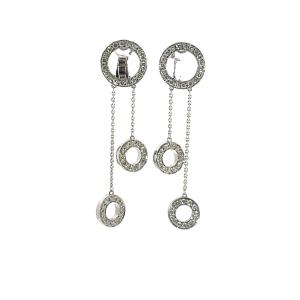 Vintage Diamond Circle Dangle Earrings – 18-karat White Gold – 1.50 Ct