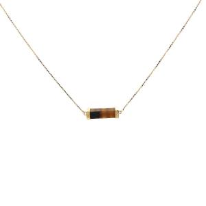 Collier chaîne vintage en or 18 carats avec une pierre œil de tigre