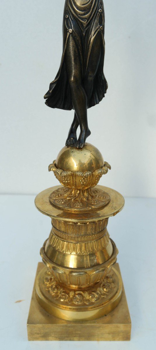 Pair Of Bronze Candelabra With Antique Decors Of Women-photo-5