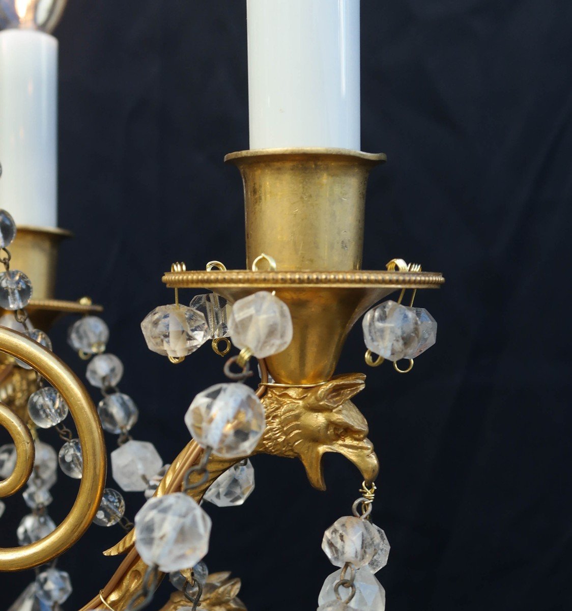 Lustre En Bronze Et Cristaux De Roche XVIIIe Siècle.-photo-4