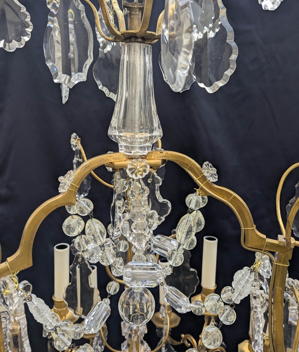 Louis XV Style 18-light Cage Chandelier In Bronze And Baccarat Crystal-photo-2