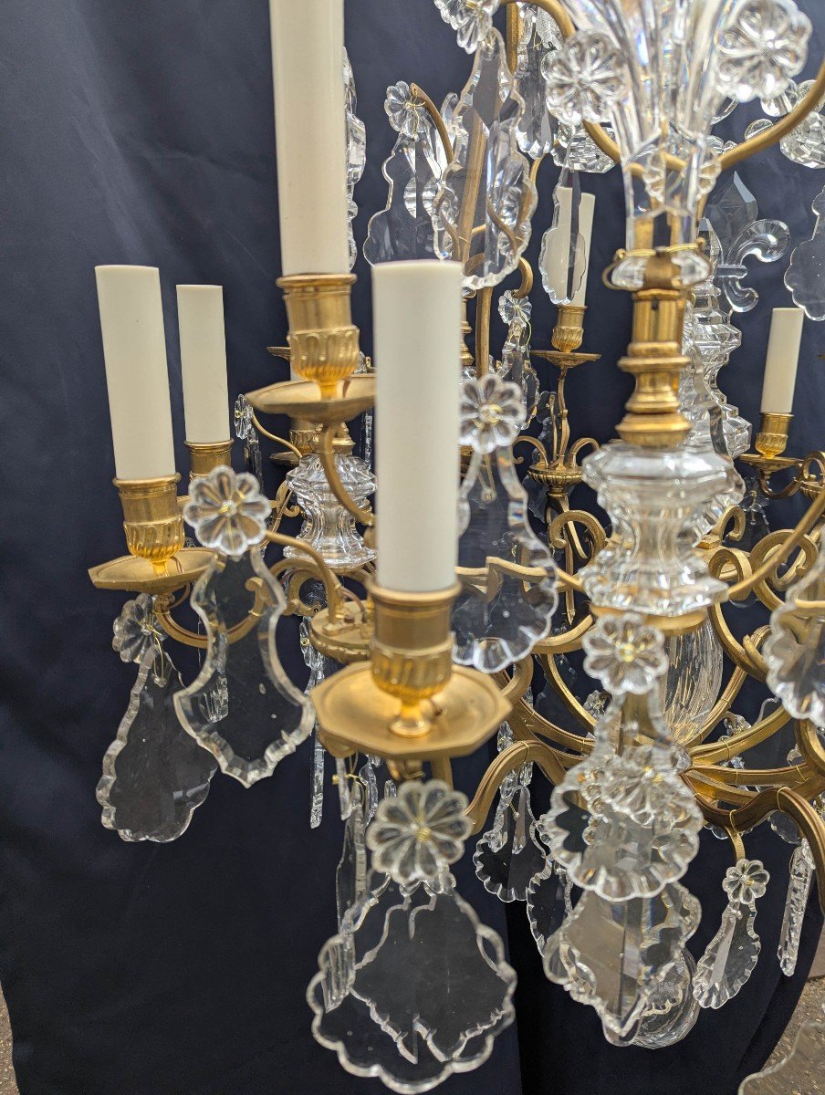 Louis XV Style 18-light Cage Chandelier In Bronze And Baccarat Crystal-photo-5