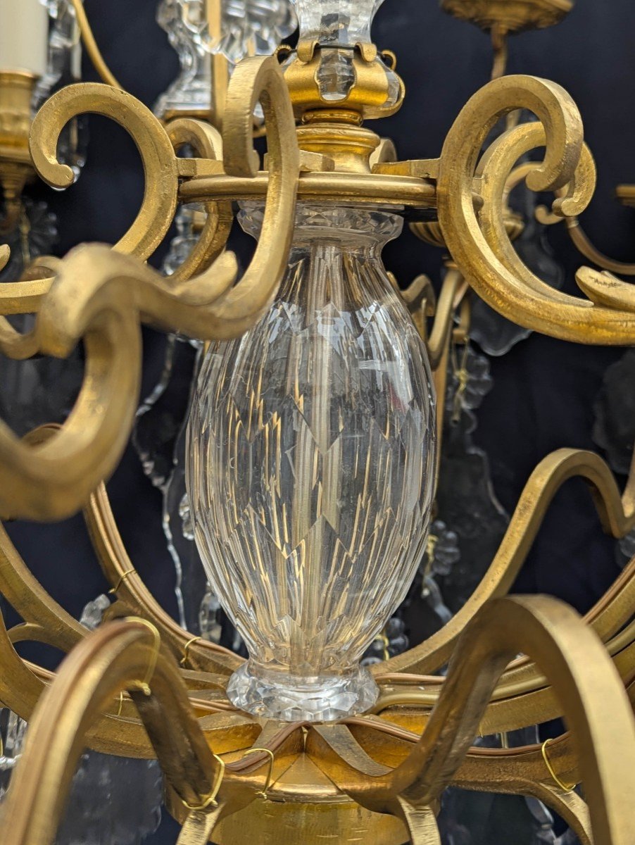 Louis XV Style 18-light Cage Chandelier In Bronze And Baccarat Crystal-photo-6