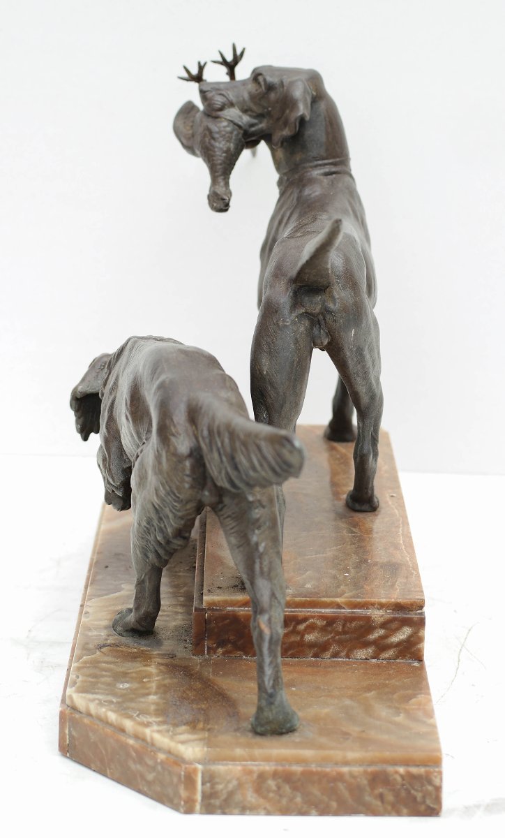 The Hunting Dogs, Sculpture Signed Clovis Edmond Masson-photo-2