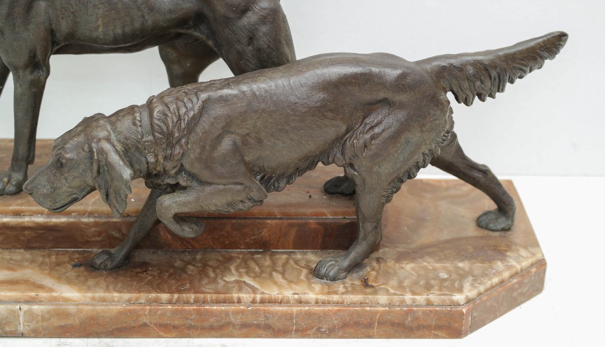 The Hunting Dogs, Sculpture Signed Clovis Edmond Masson-photo-3