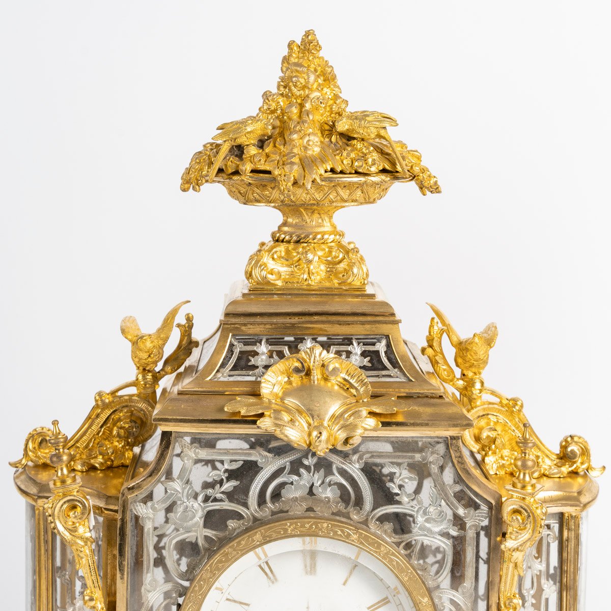 Gilt Bronze And Crystal Fireplace Set Signed Prosper Roussel-photo-3