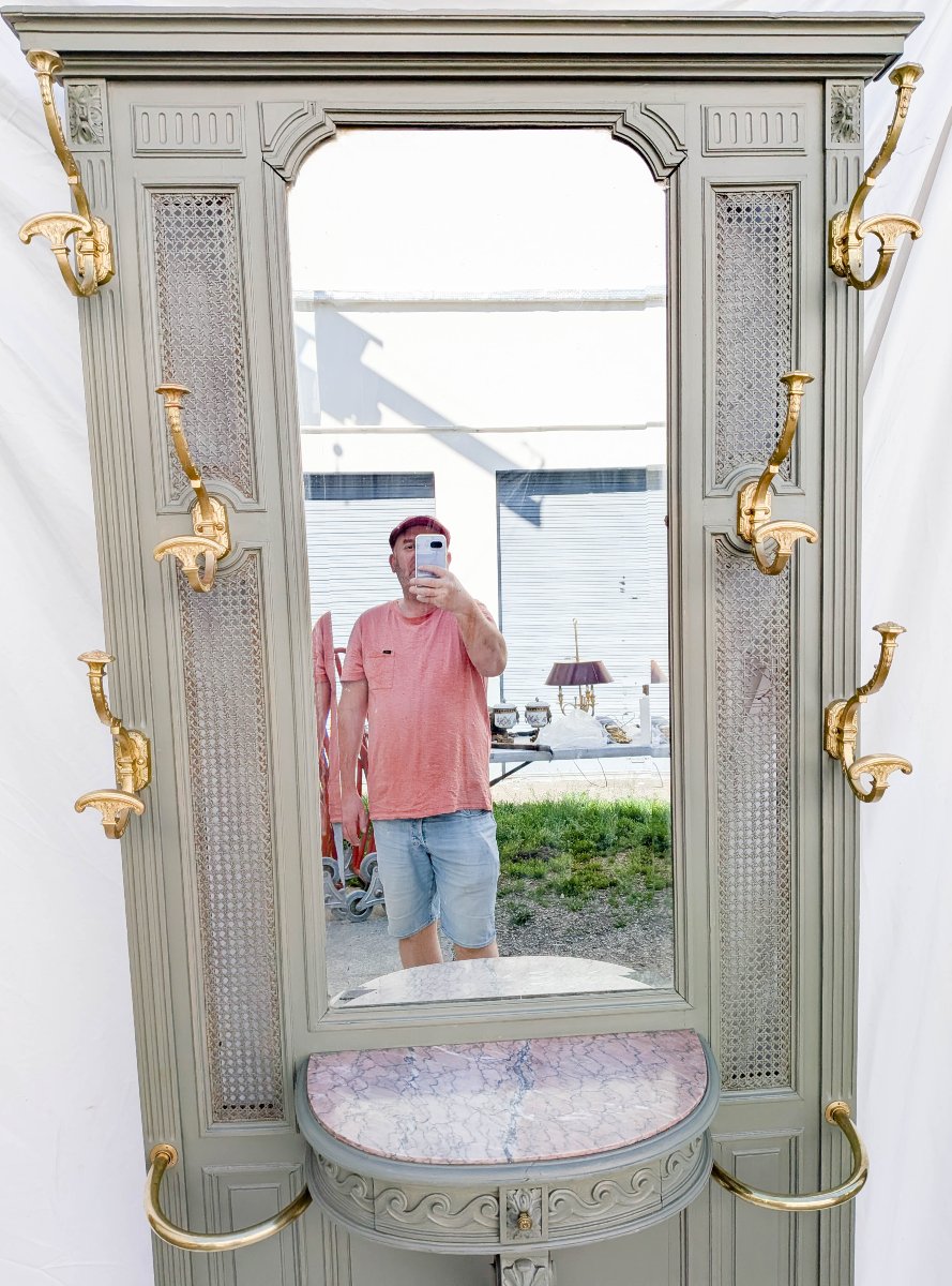 Vestiaire avec console en bois laqué, style Louis XVI-photo-6
