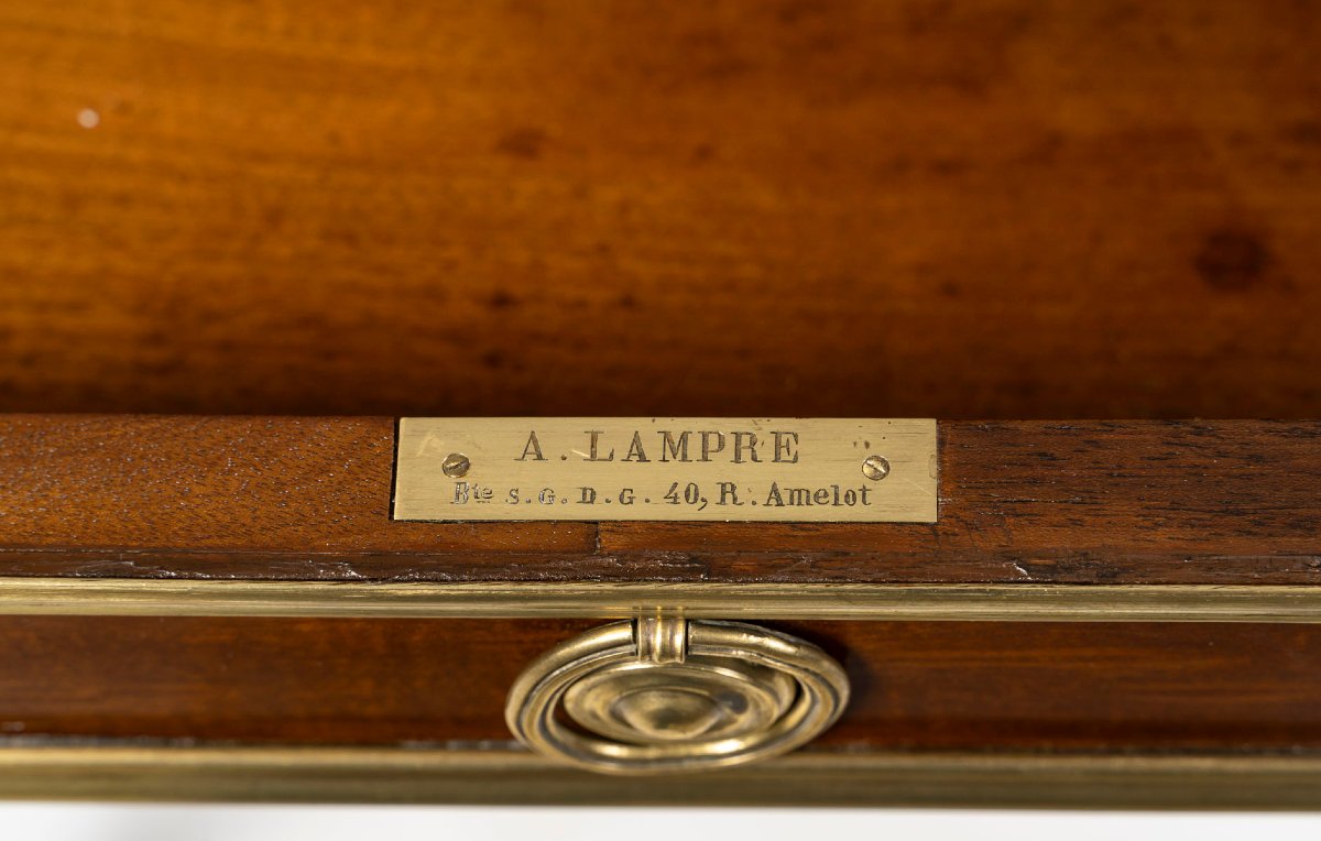 Table à jeux "mouchoir" en acajou estampillée A. Lampre-photo-3