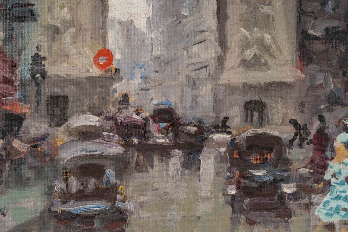 Merio Ameglio, Paris La porte St Denis, Huile sur Toile-photo-1