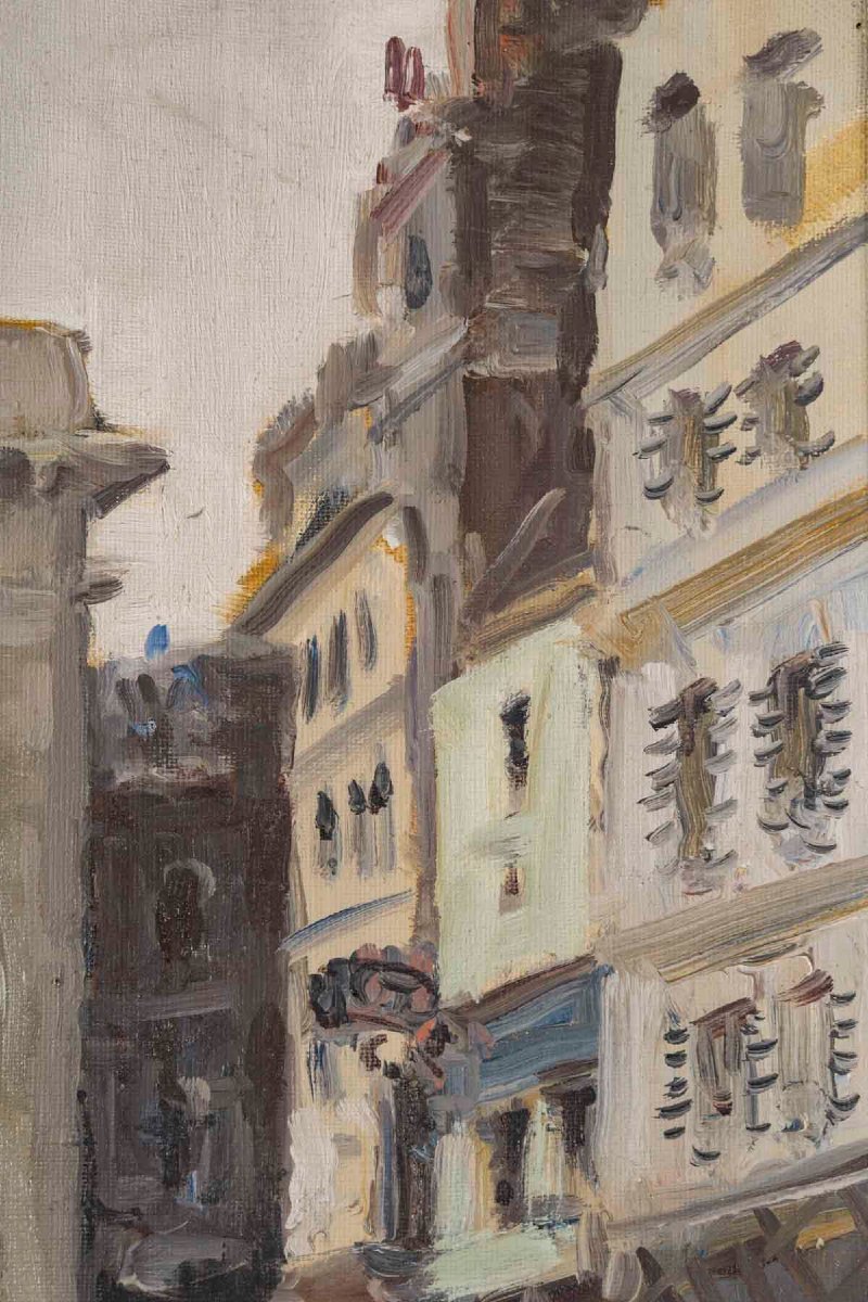 Merio Ameglio, Paris La porte St Denis, Huile sur Toile-photo-3