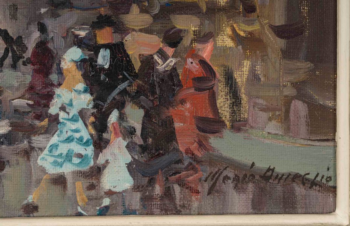 Merio Ameglio, Paris La porte St Denis, Huile sur Toile-photo-5
