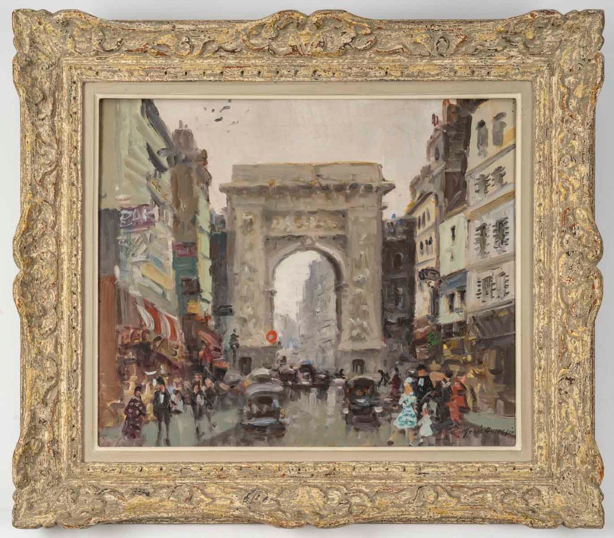 Merio Ameglio, Paris La porte St Denis, Huile sur Toile