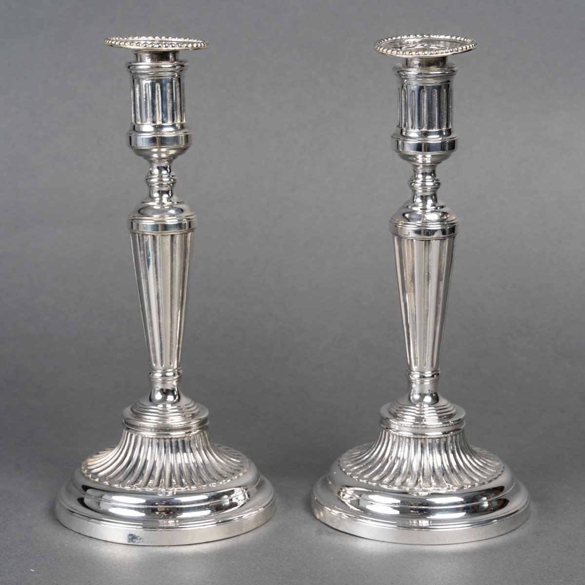 Maison Christofle, Pair Of Silver-plated Bronze Candlesticks-photo-1