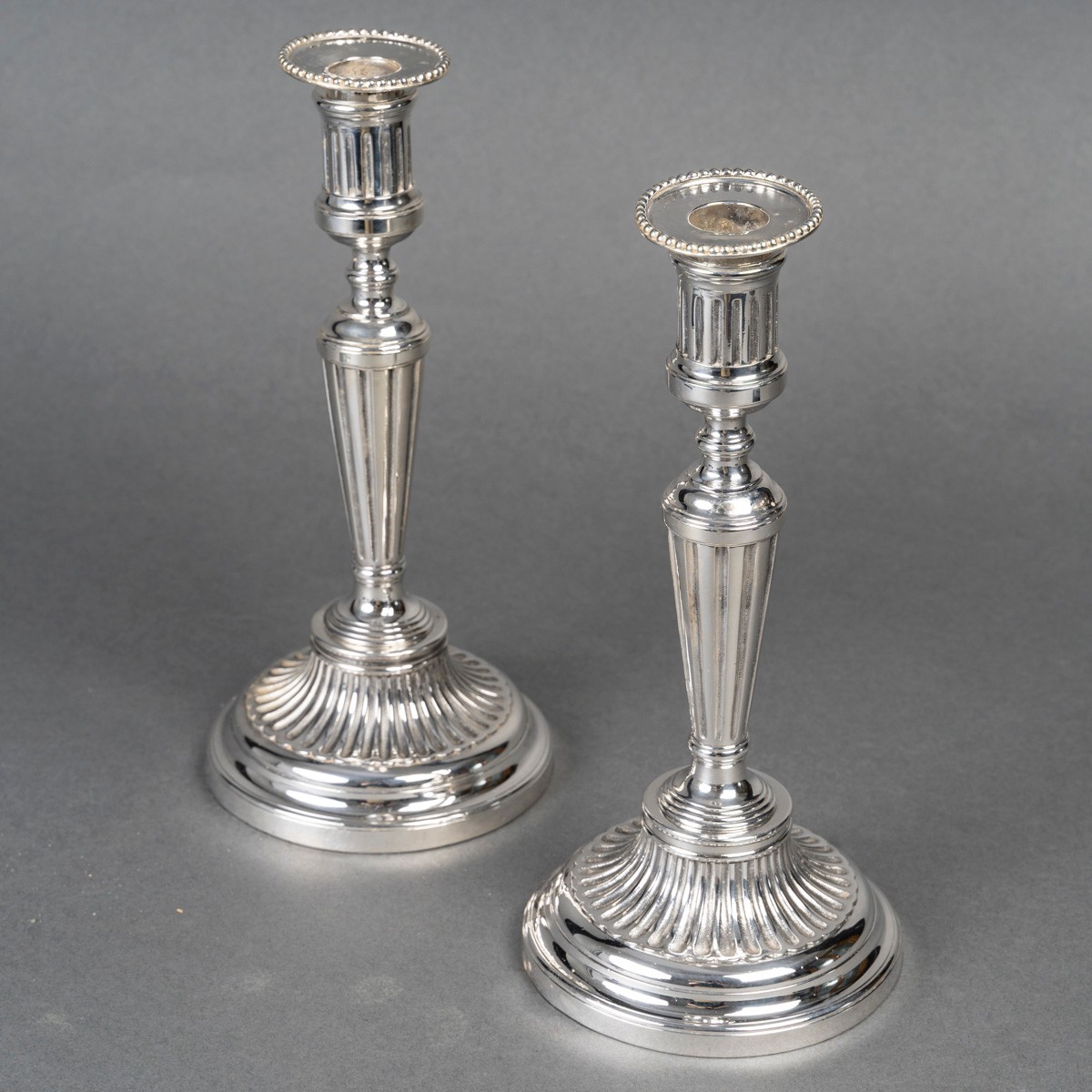 Maison Christofle, Pair Of Silver-plated Bronze Candlesticks