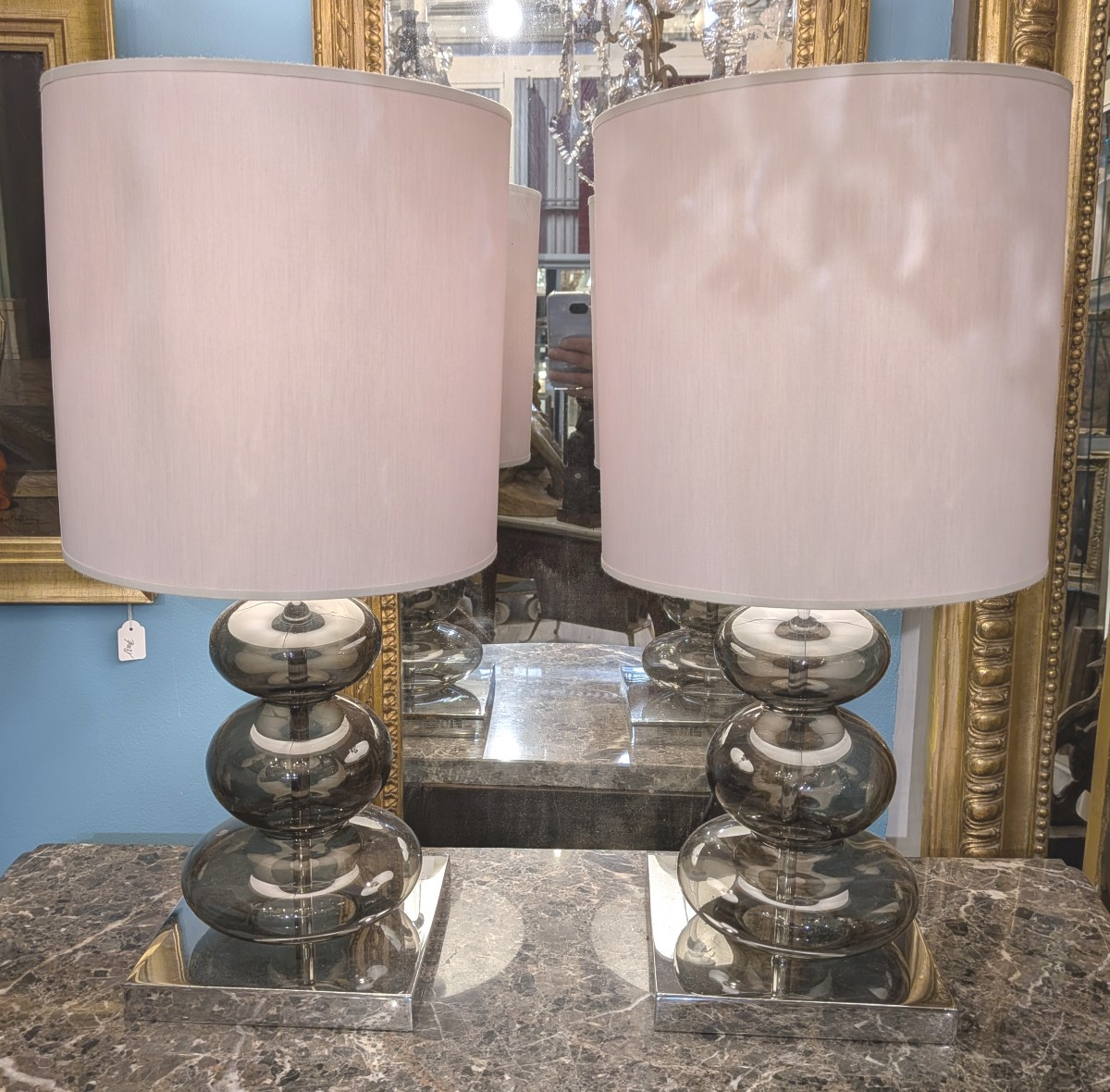 Pair Of Pebble Lamps 