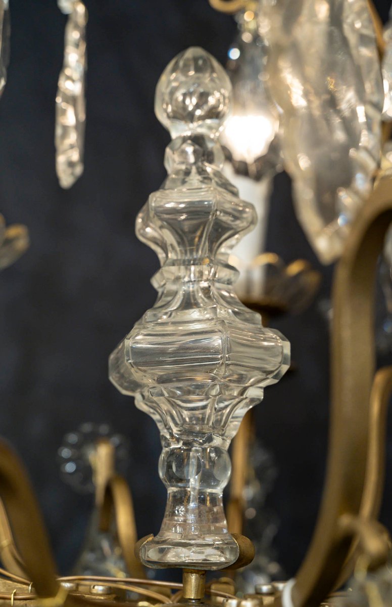 Lustre cage en bronze et cristal-photo-4