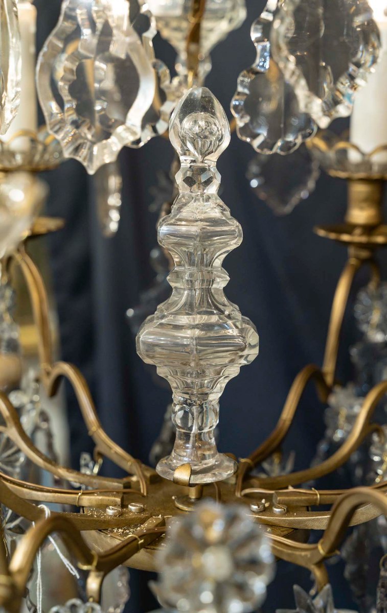 Lustre cage en bronze et cristal-photo-2