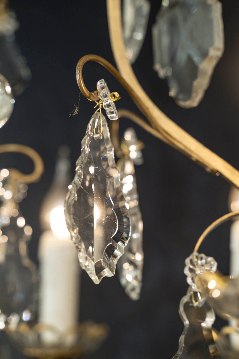 Lustre cage en bronze et cristal-photo-4