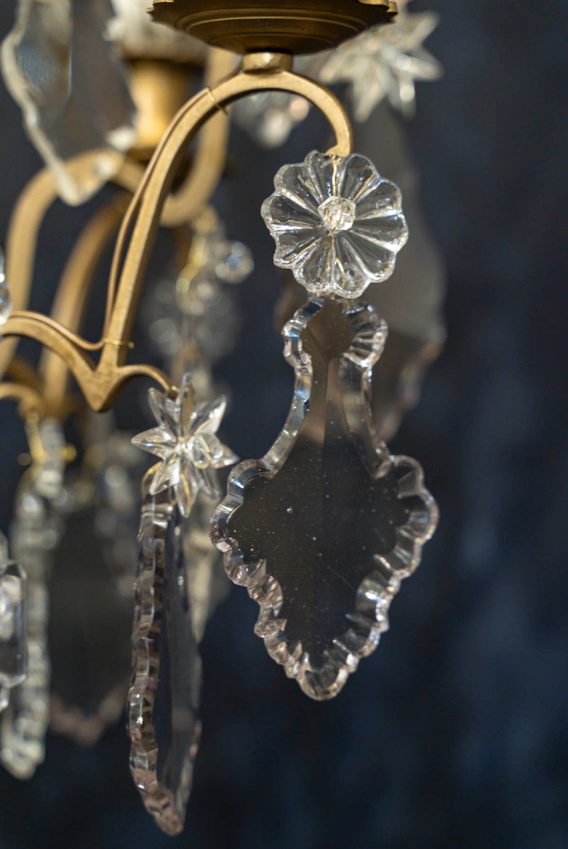 Lustre cage en bronze et cristal-photo-5