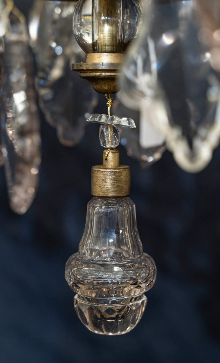 Lustre cage en bronze et cristal-photo-7