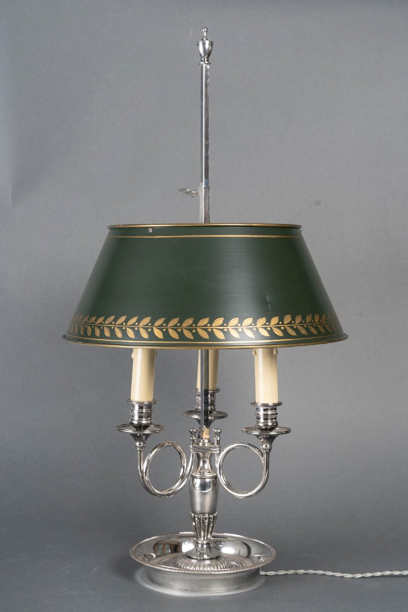 Lampe bouillotte en bronze argenté-photo-1