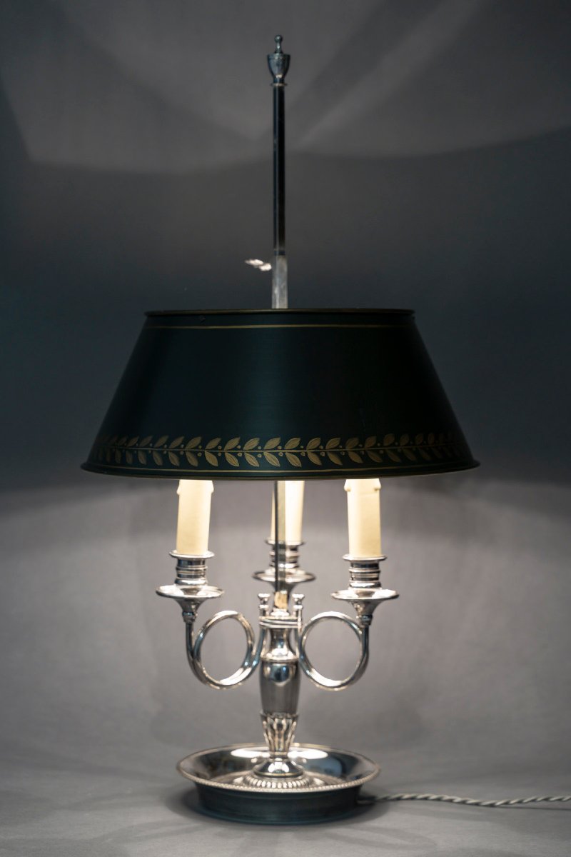 Lampe bouillotte en bronze argenté-photo-2