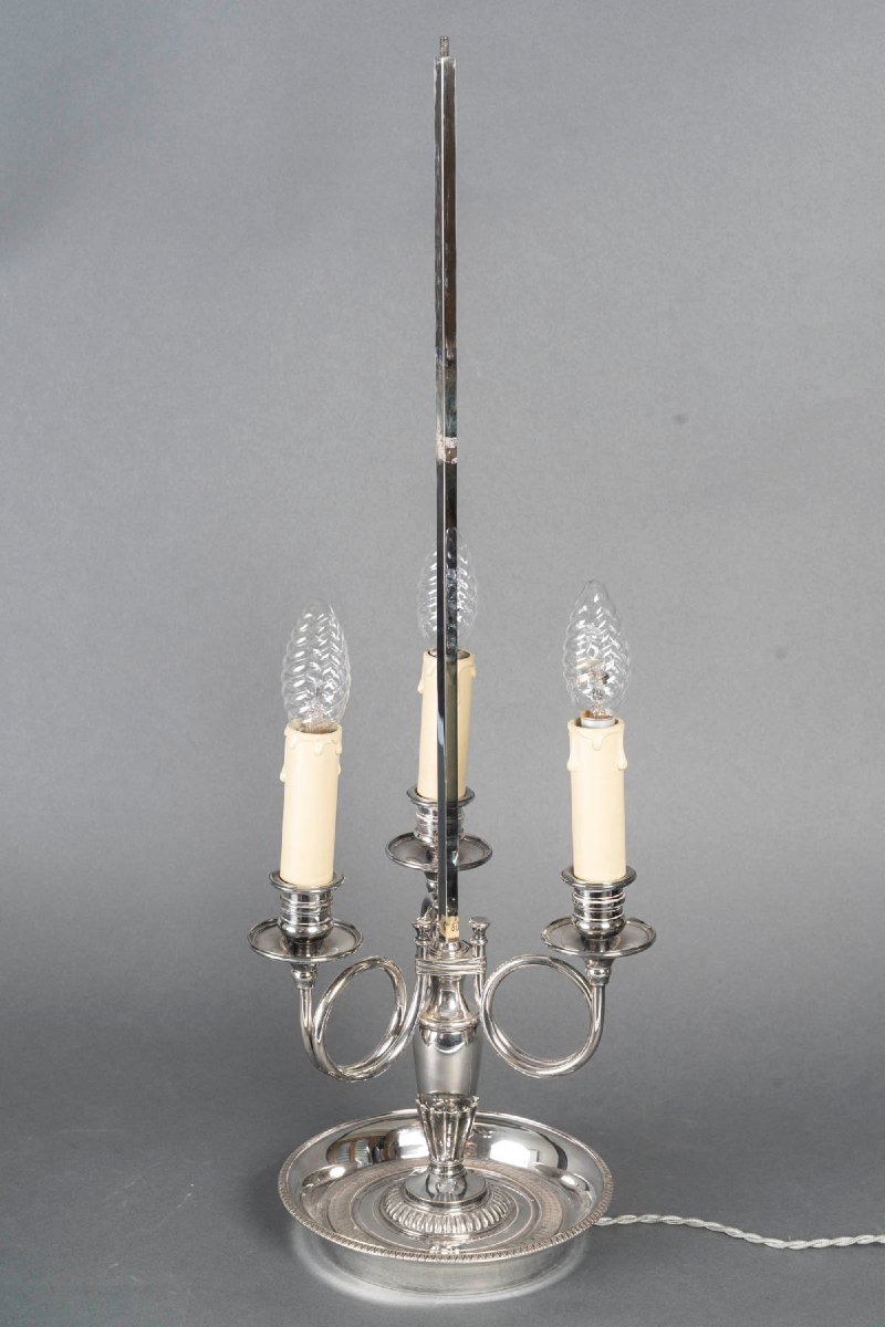 Lampe bouillotte en bronze argenté-photo-3