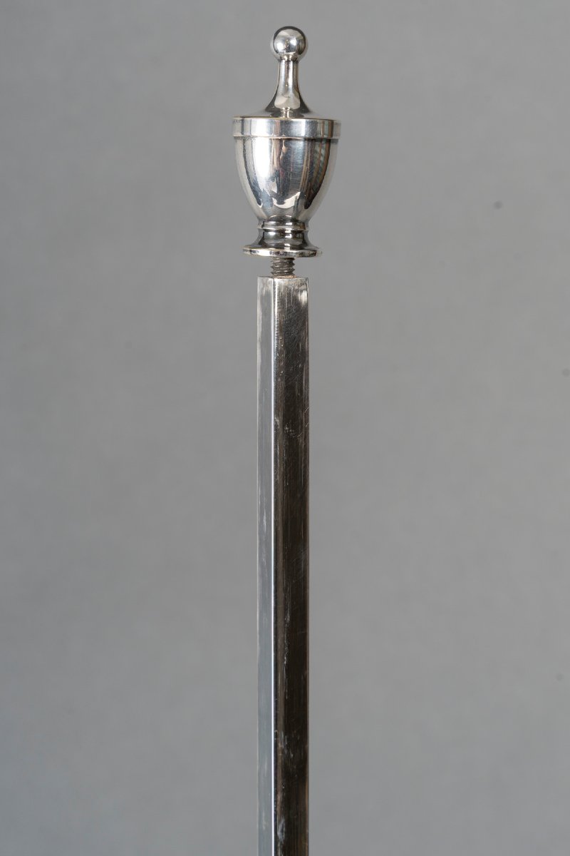Lampe bouillotte en bronze argenté-photo-4