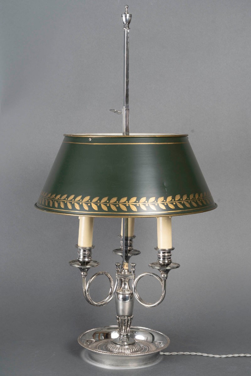 Lampe bouillotte en bronze argenté