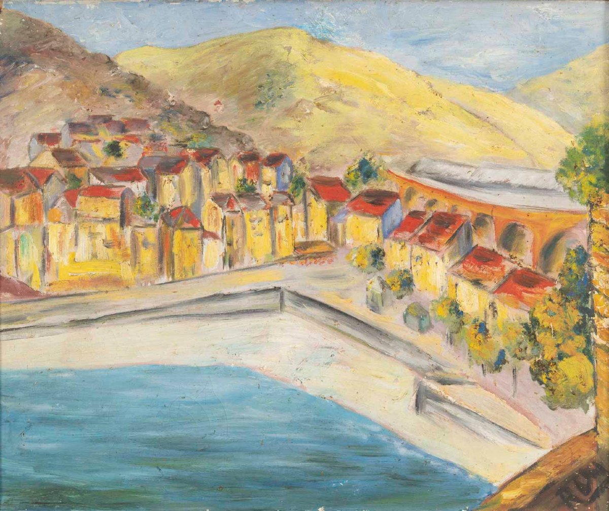 Baie de Cerbère, huile sur toile circa 1954-photo-2