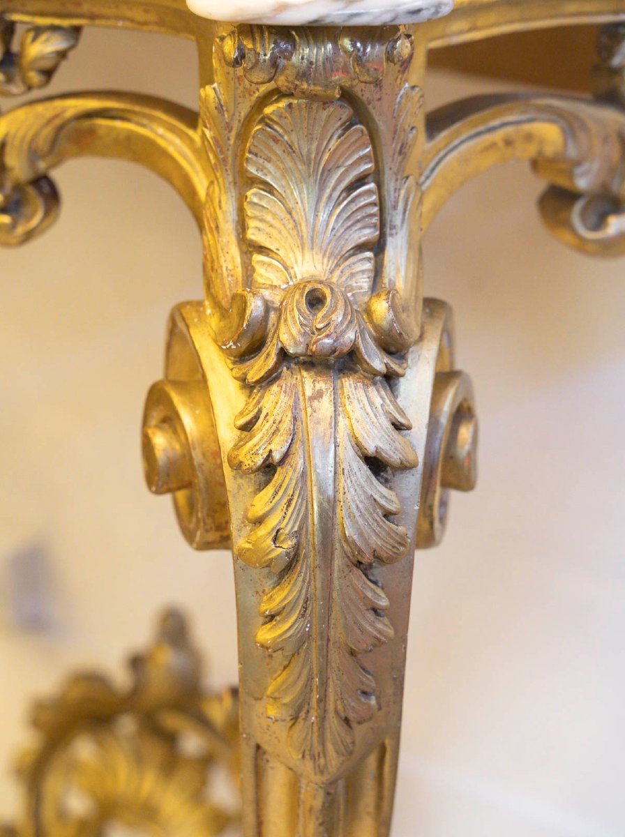 Console style Louis XV en bois et stuc doré -photo-3