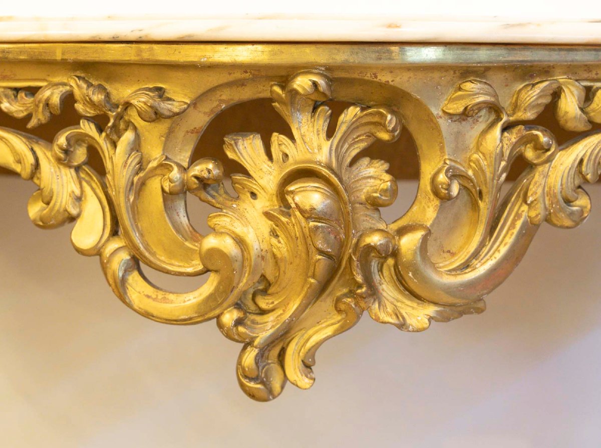 Console style Louis XV en bois et stuc doré -photo-4