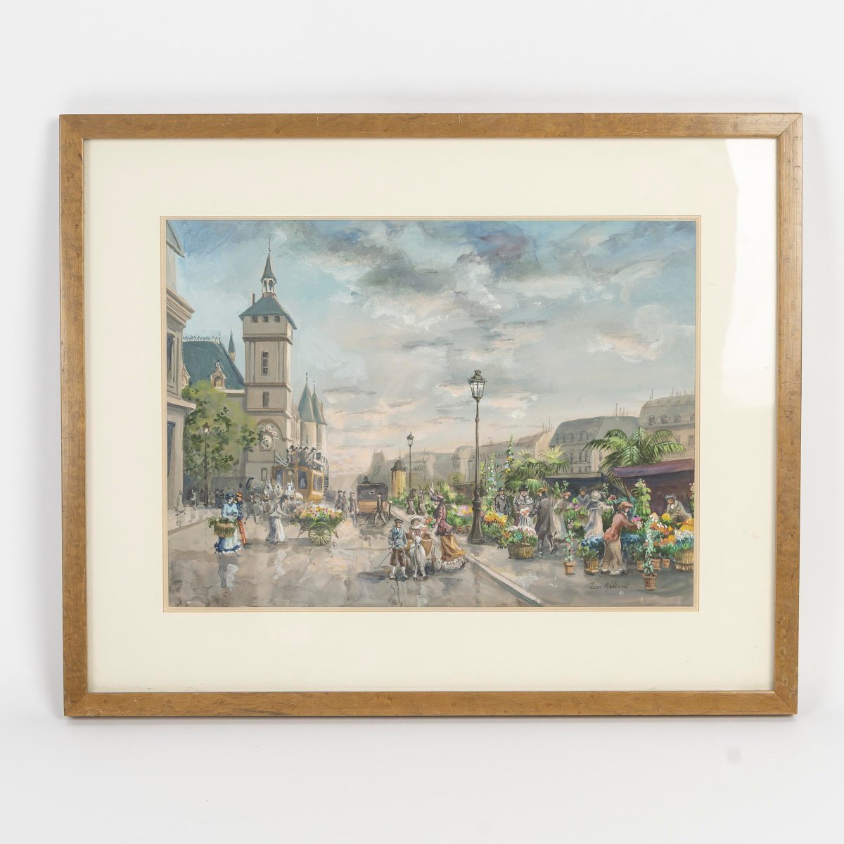 The Flower Market, Watercolor Signed Léon Godinnet -photo-7