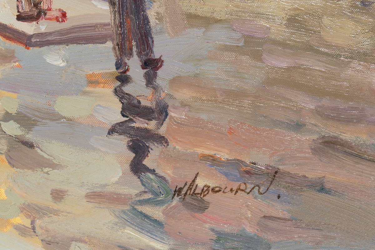 La porte St Martin, huile sur toile signée Walbourn -photo-4