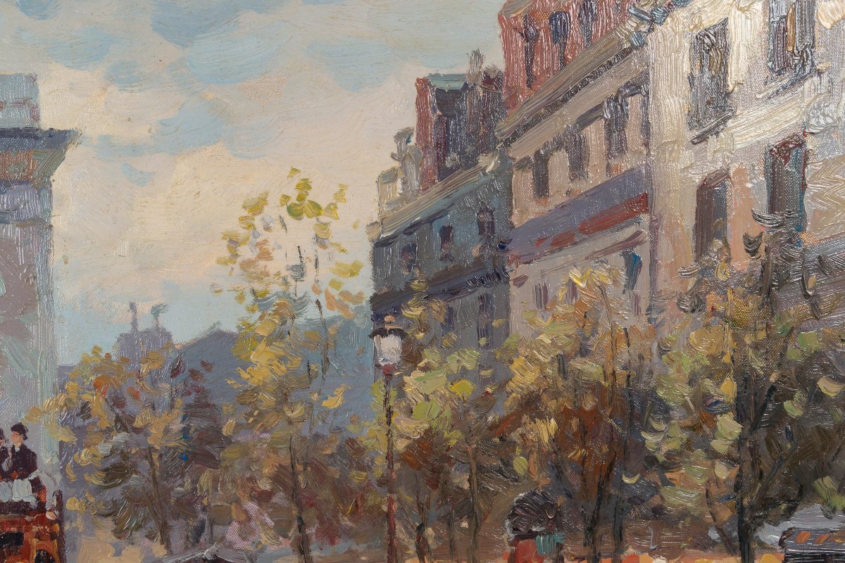 La porte St Martin, huile sur toile signée Walbourn -photo-2