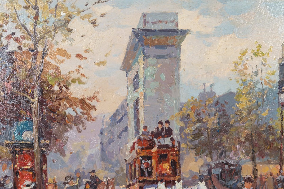 La porte St Martin, huile sur toile signée Walbourn -photo-4