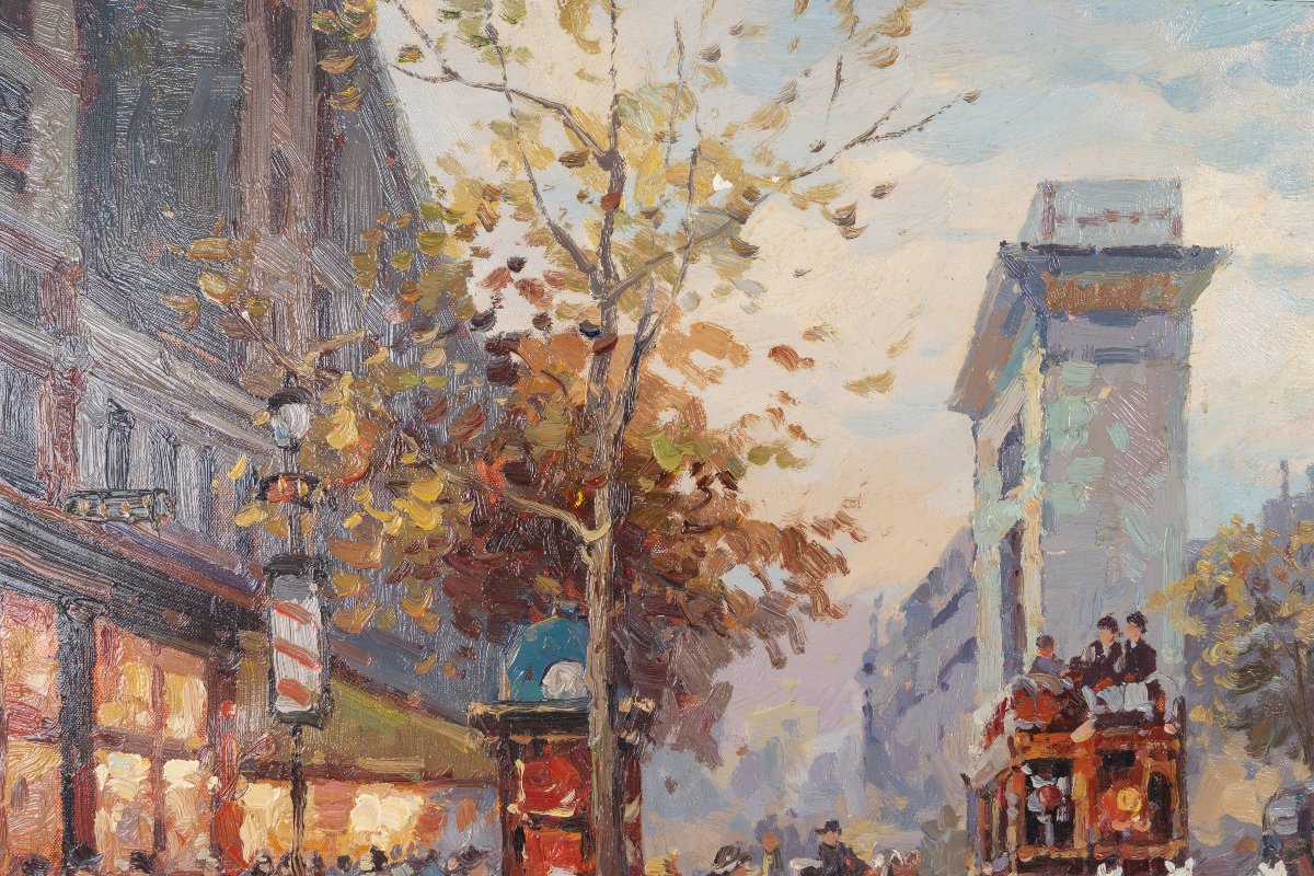 La porte St Martin, huile sur toile signée Walbourn -photo-5