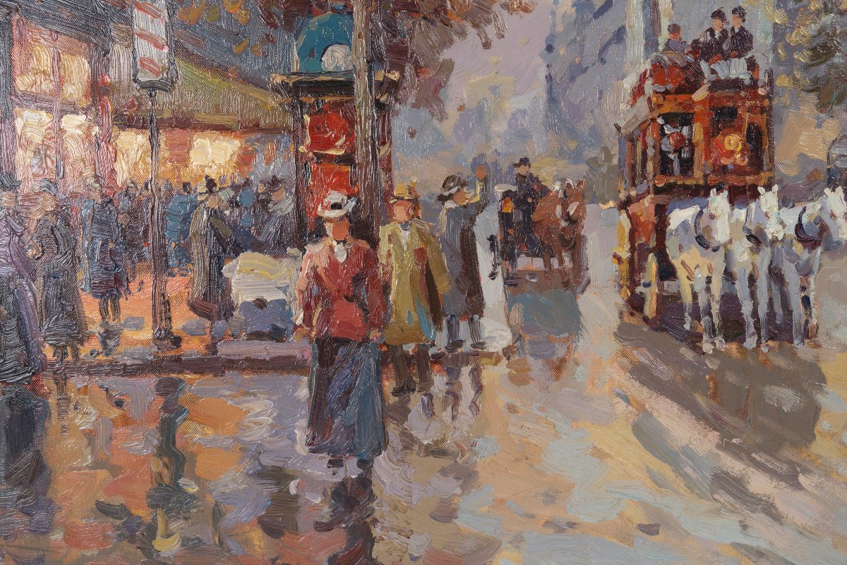 La porte St Martin, huile sur toile signée Walbourn -photo-6