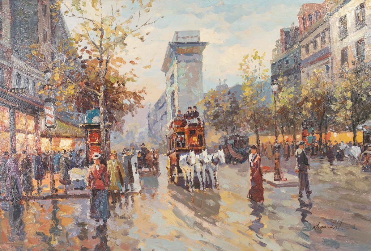 La porte St Martin, huile sur toile signée Walbourn -photo-7