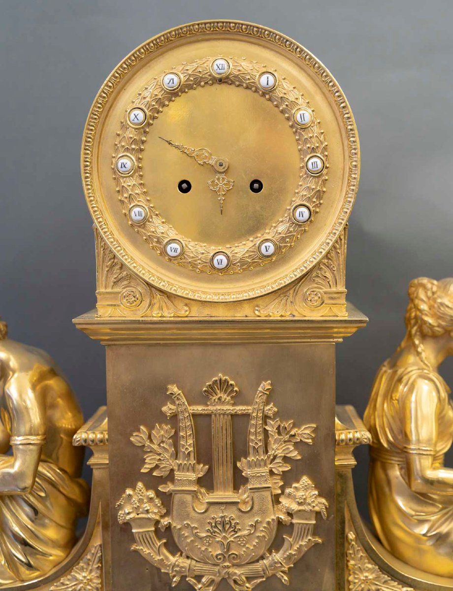 Marble And Gilt Bronze Study And Philosophy Clock, Also Known As "pendule Aux Marechaux"-photo-2