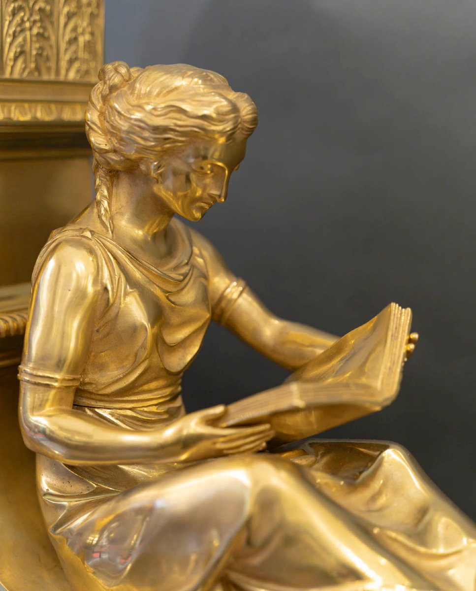 Marble And Gilt Bronze Study And Philosophy Clock, Also Known As "pendule Aux Marechaux"-photo-4
