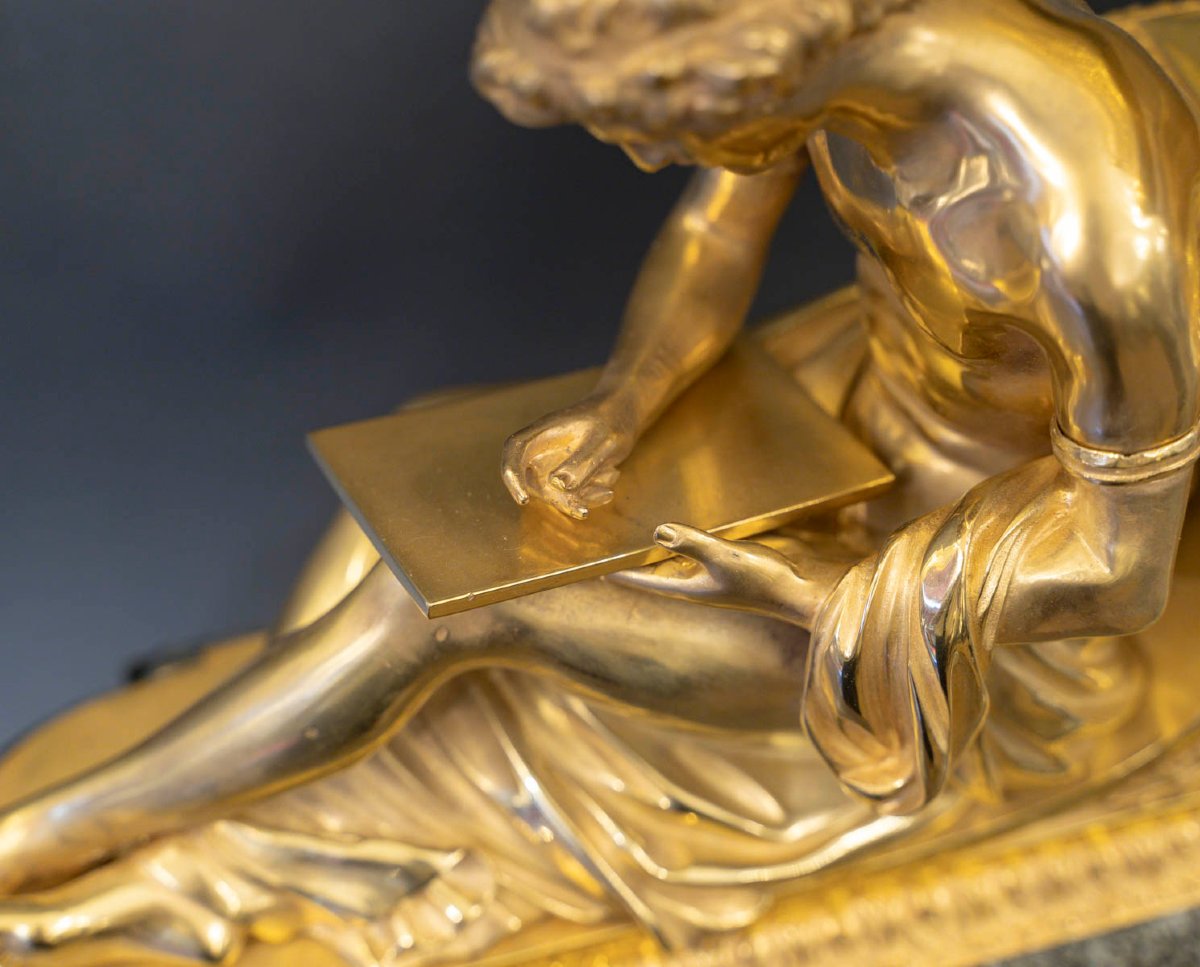 Marble And Gilt Bronze Study And Philosophy Clock, Also Known As "pendule Aux Marechaux"-photo-1