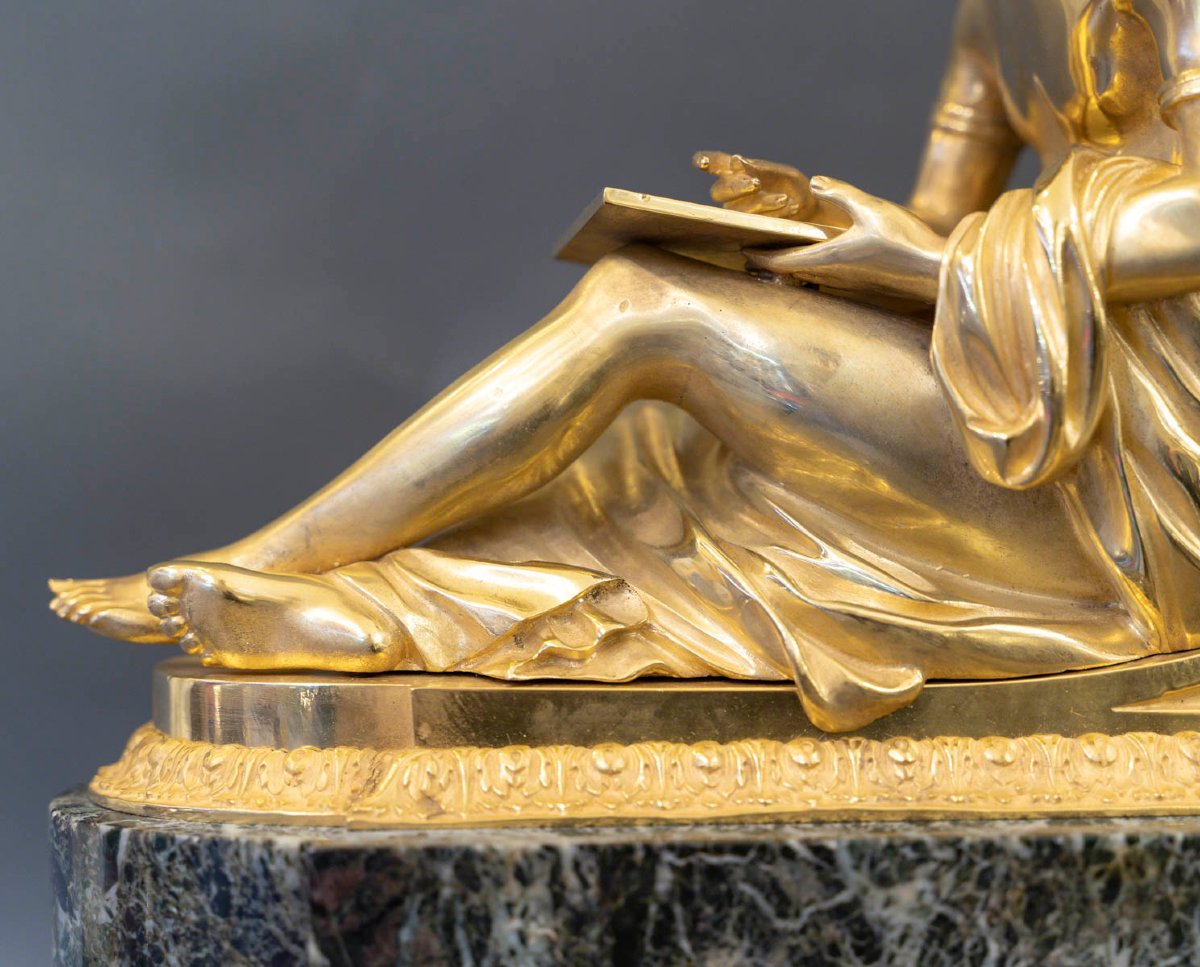 Marble And Gilt Bronze Study And Philosophy Clock, Also Known As "pendule Aux Marechaux"-photo-4