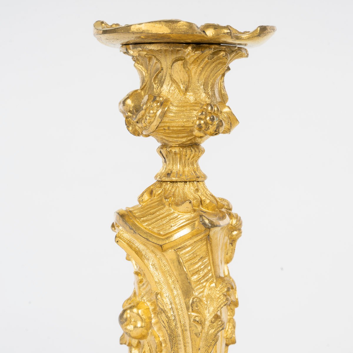 Pair Of Ormolu Candlesticks In The Rocaille Style-photo-3